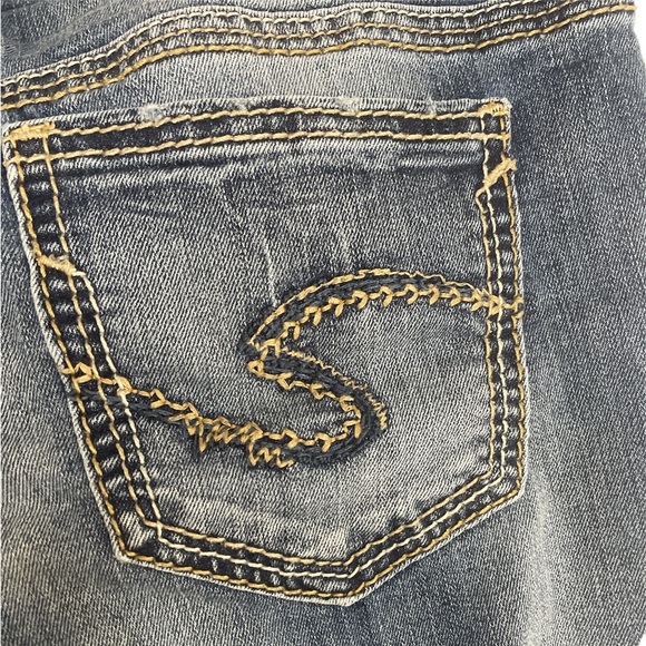 (Size M) Silver Super Stretch Denim Jeans Akio Mid Flare - Picture 5 of 7